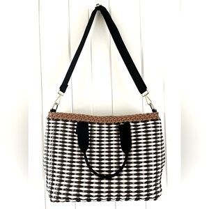 L*Space Anthropologie Black/White/Tan Woven Tote